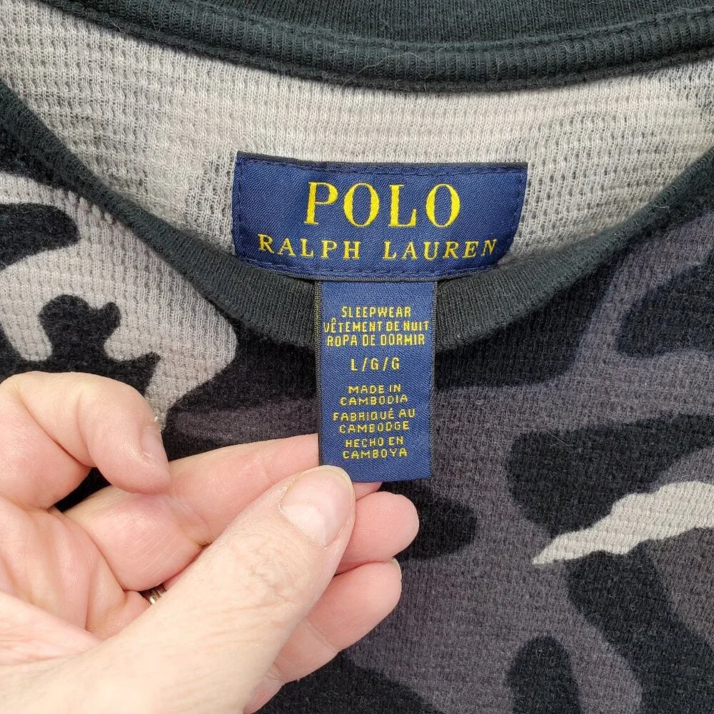 Polo Ralph Lauren Men's Black Camouflage Sleepwear Top‎ Shirt Large